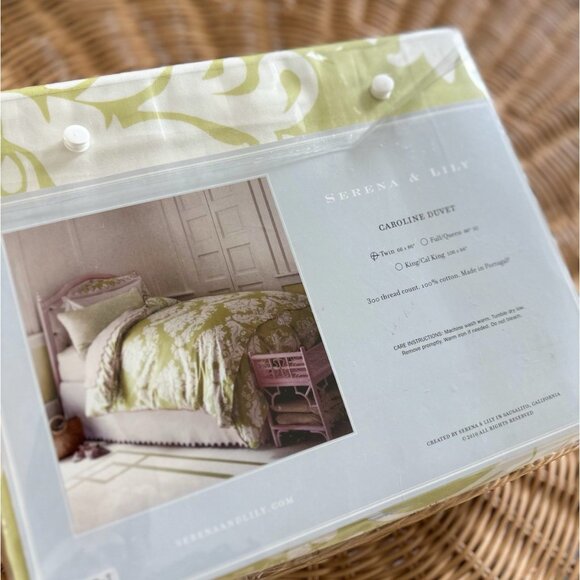 NEW Serena & Lily Caroline Duvet Cover (Twin)-Green/White - Picture 2 of 2